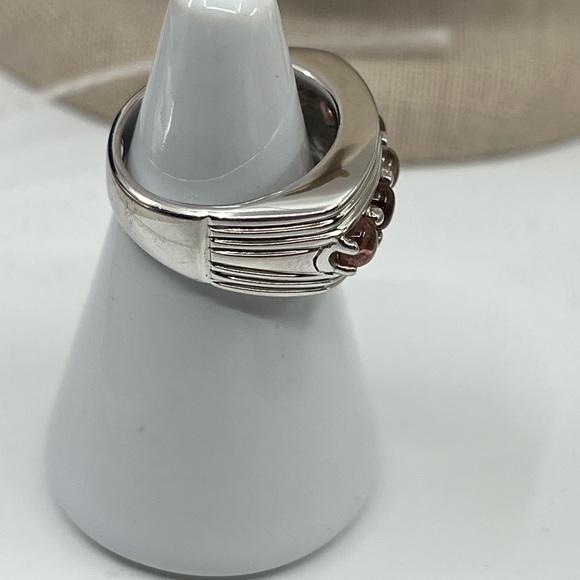 Vintage Sterling Silver Ring with Pink Gemstones - Size 5.75, 9.2g - Picture 6 of 16